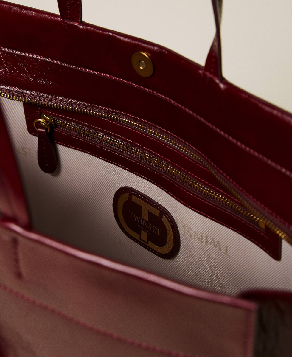 Leather shopper with nappa leather