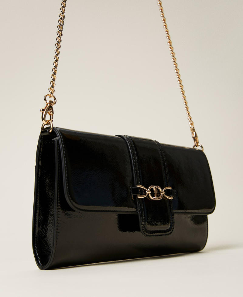 Borsa clutch in vernice con logo