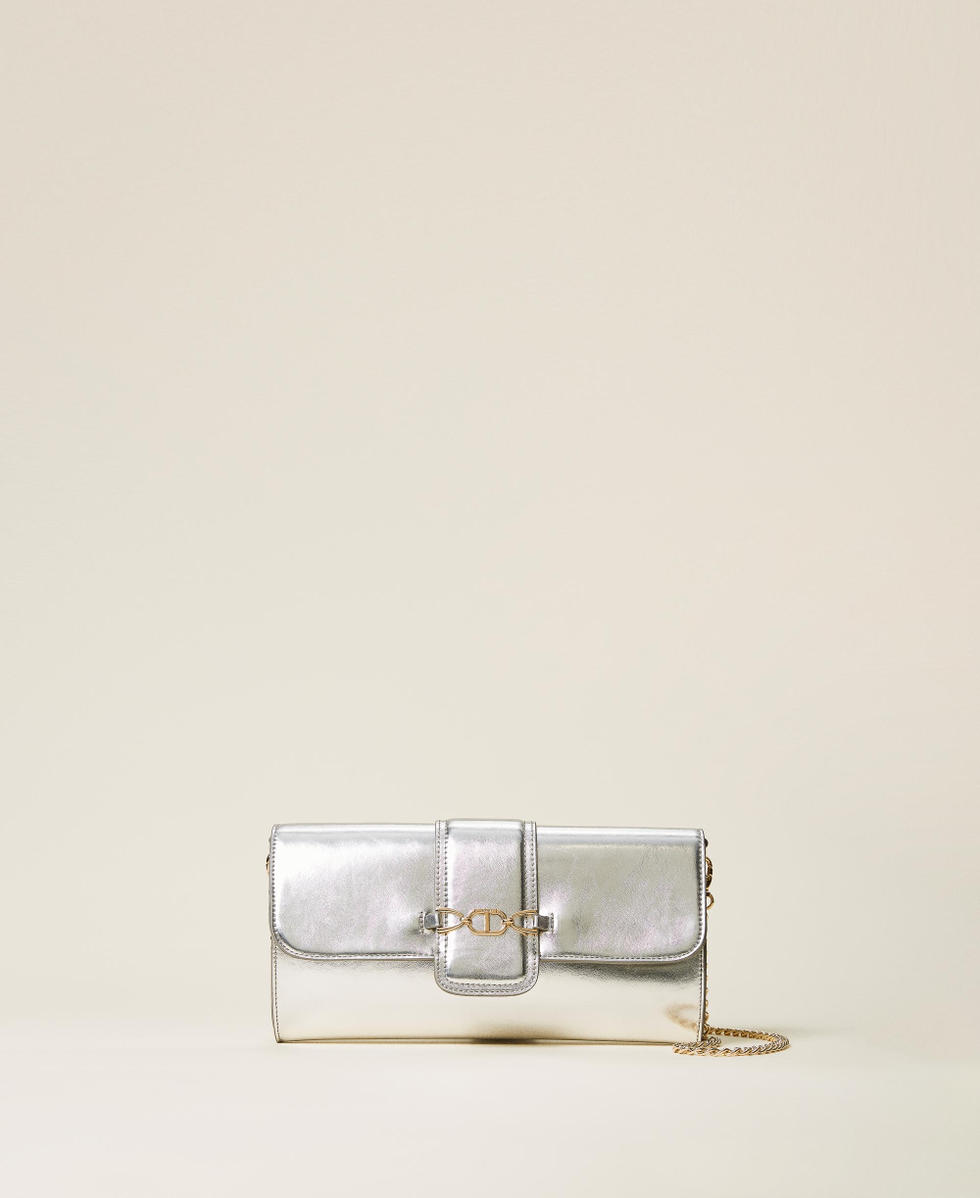 Silver patent clutch bag best sale