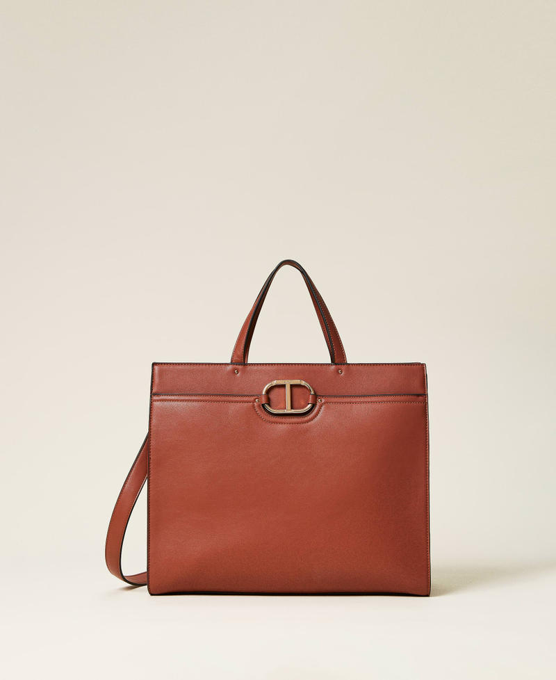 Borsa shopper con tasca e logo