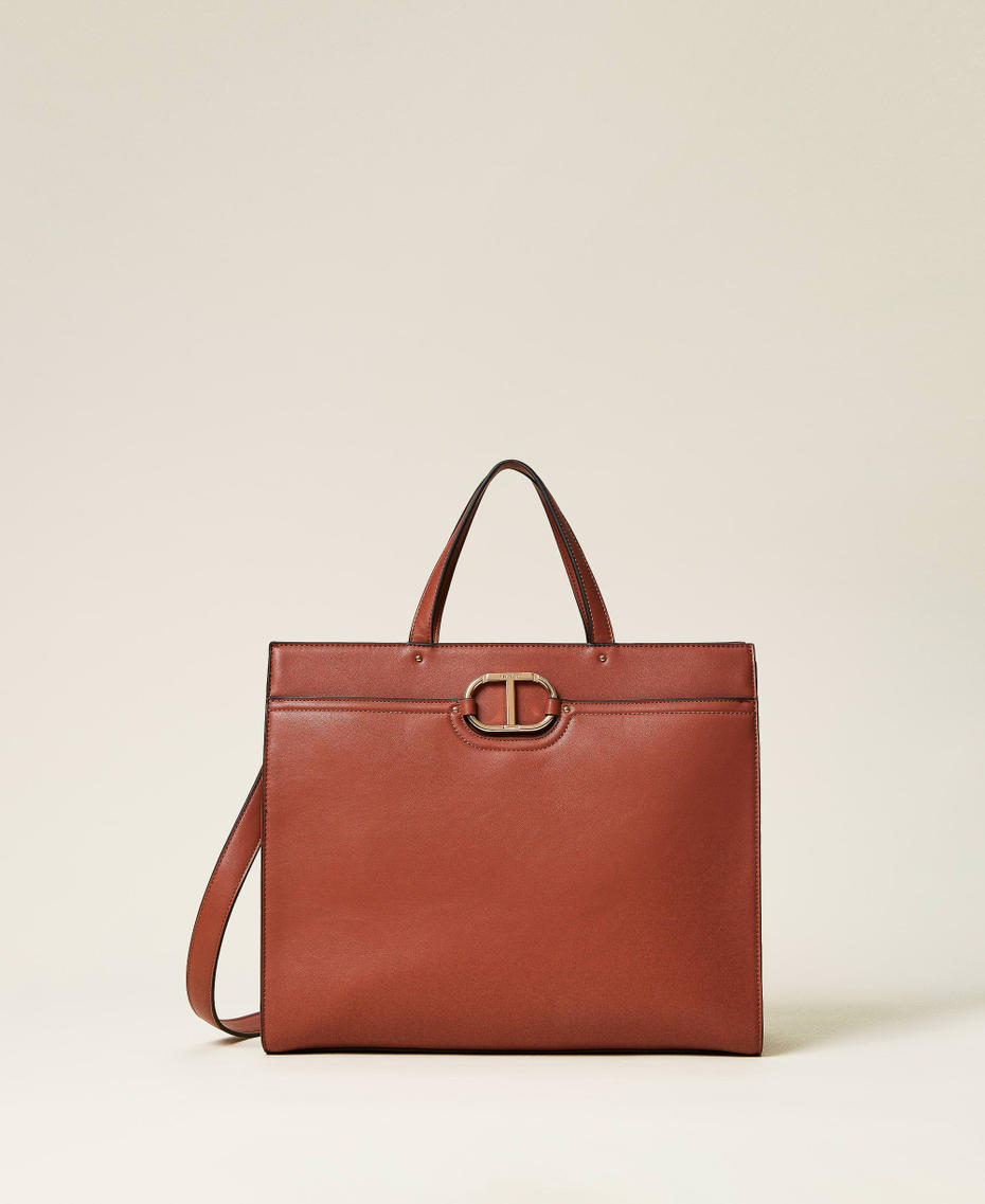 Borsa shopper con tasca e logo