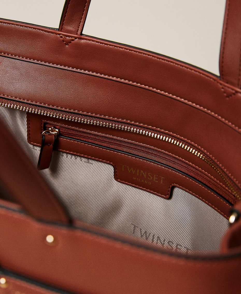 Stradivarius - Borsa shopper marrone con zip laterale