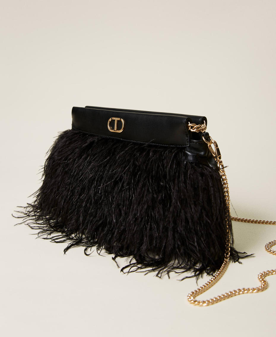 Clutch bag with feathers Black Woman 222TB7400-01