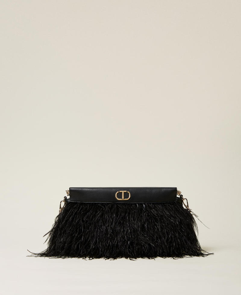 Clutch bag with feathers Black Woman 222TB7400-03