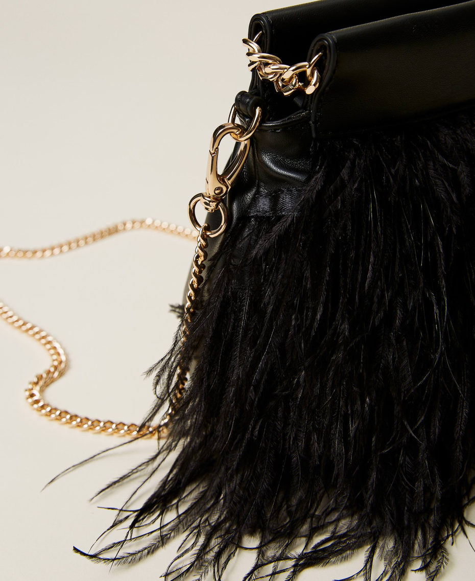 Clutch bag with feathers