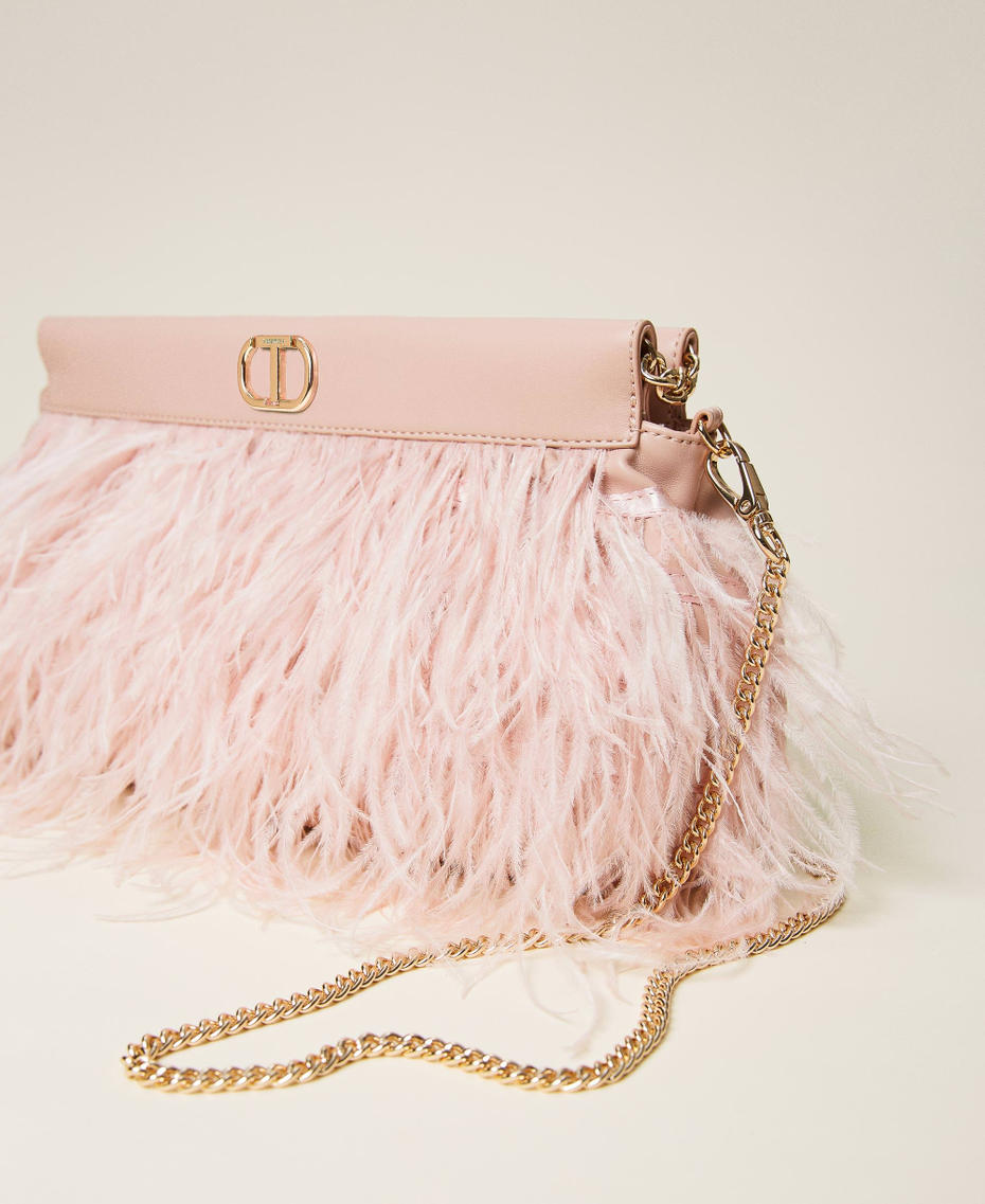 Clutch bag with feathers Parisienne Pink Woman 222TB7400_00714_01