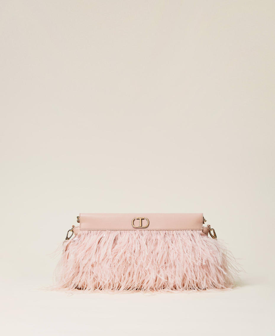 Clutch bag with feathers Parisienne Pink Woman 222TB7400_00714_03