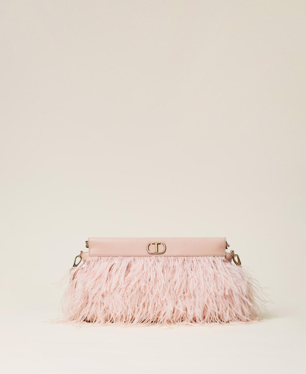 Pink feather clutch bag hotsell