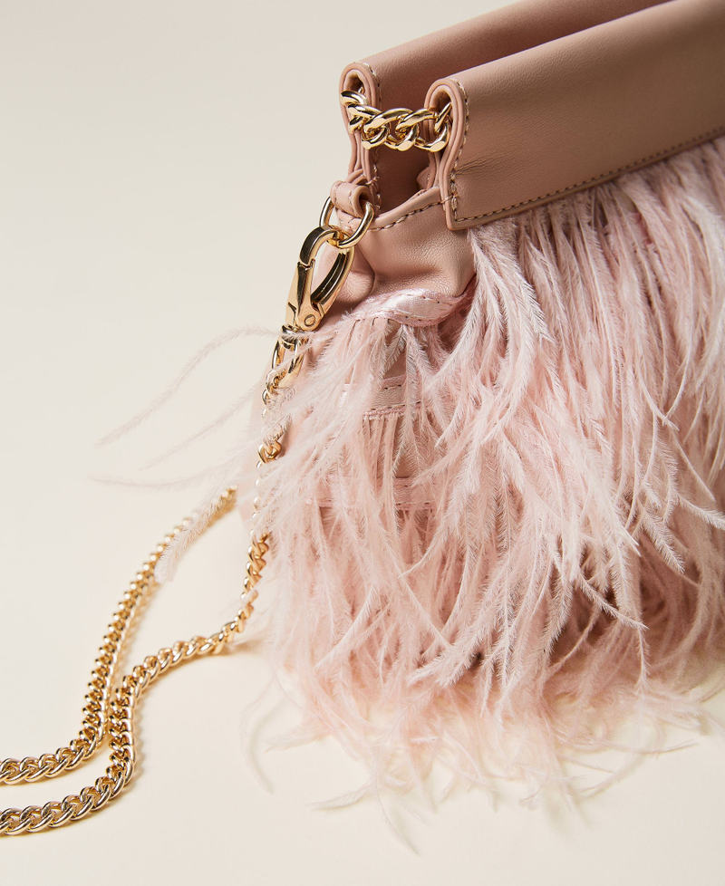 Clutch bag with feathers Parisienne Pink Woman 222TB7400_00714_04