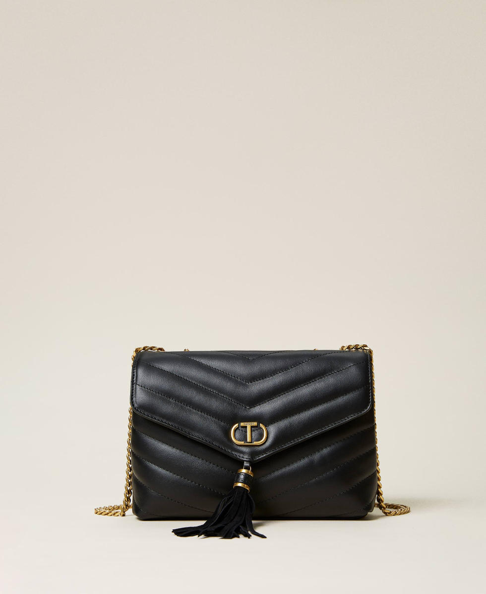Medium bag with chain shoulder strap - Black | Benetton