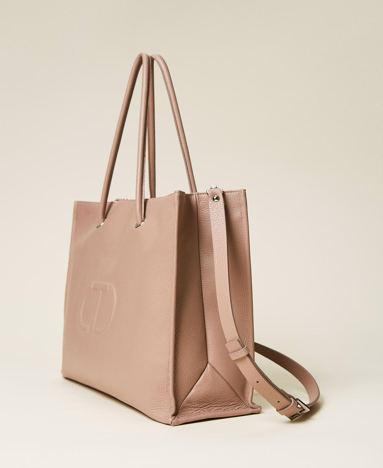 'Bella' leather shopper with embossed logo "Dune" Beige Woman 222TB7420-02