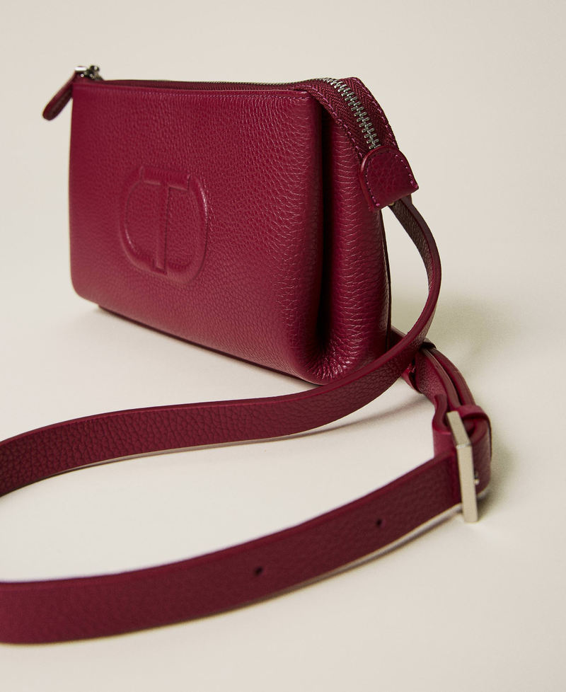 Sac à bandoulière en cuir avec logo en relief