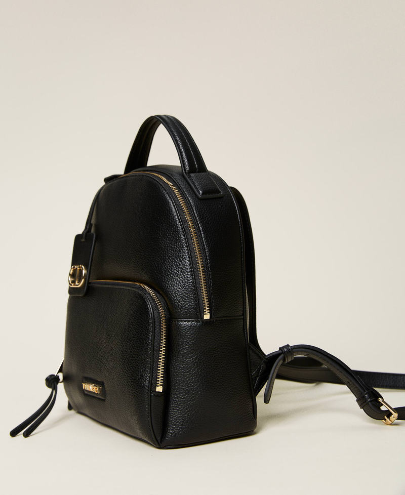 Sac à Dos Effet Cuir Noir Avec Poche Zippée Avant - Occasion Très Bon état