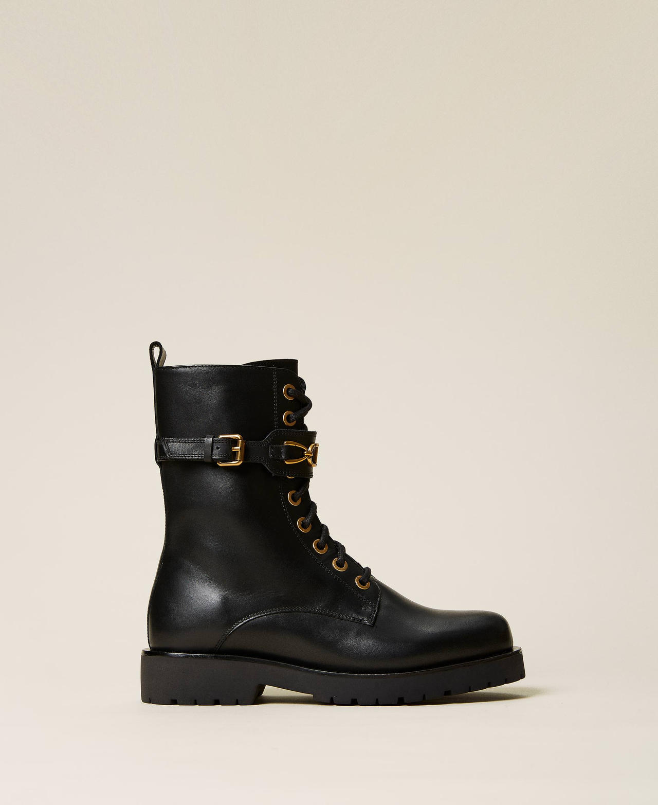 Black leather sale combat boots