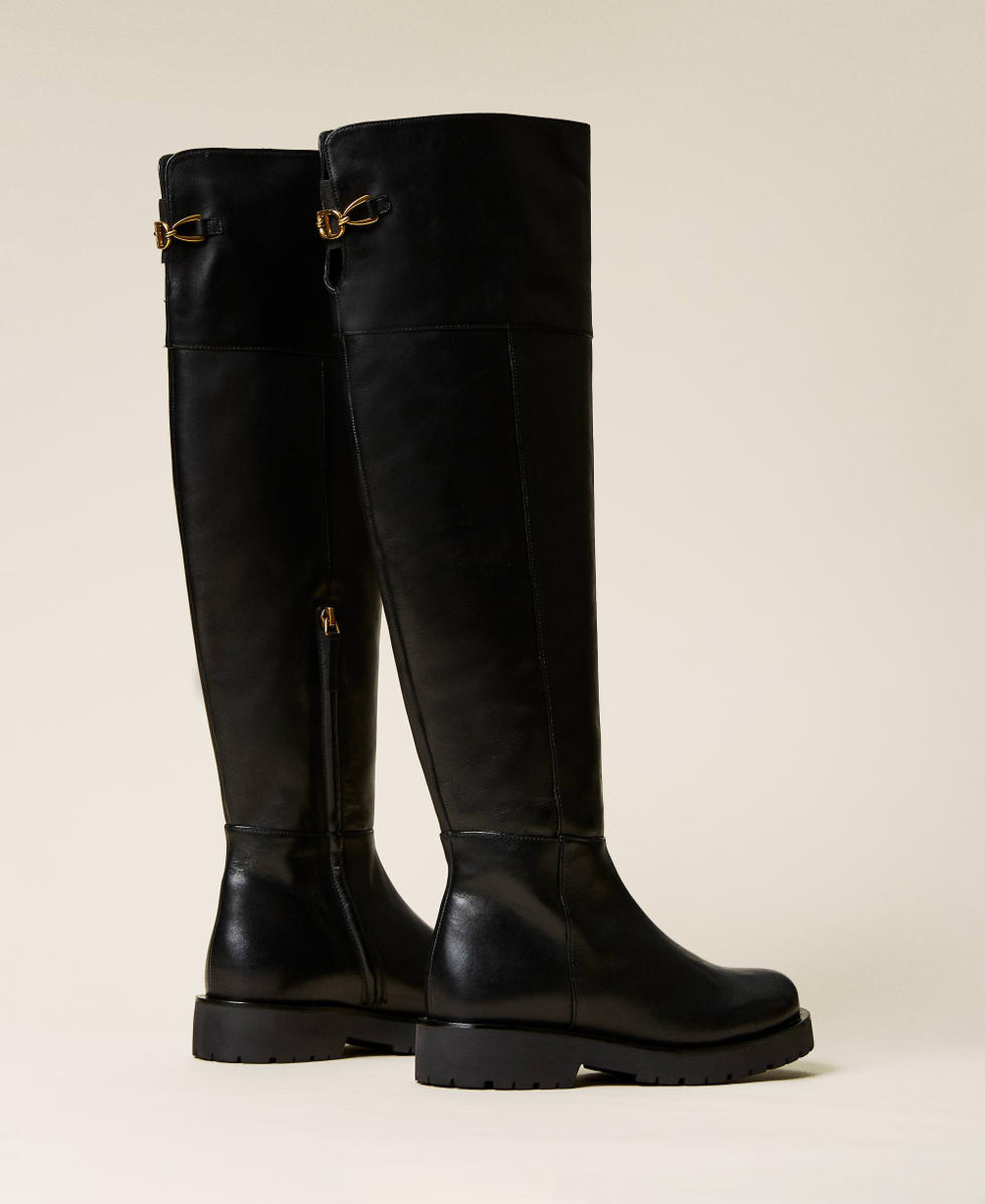 Bottes cavalières new arrivals femme cuir noir