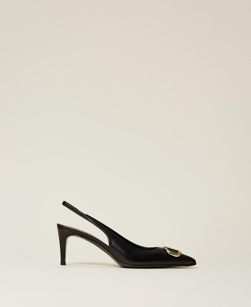 Décolleté sling back in pelle