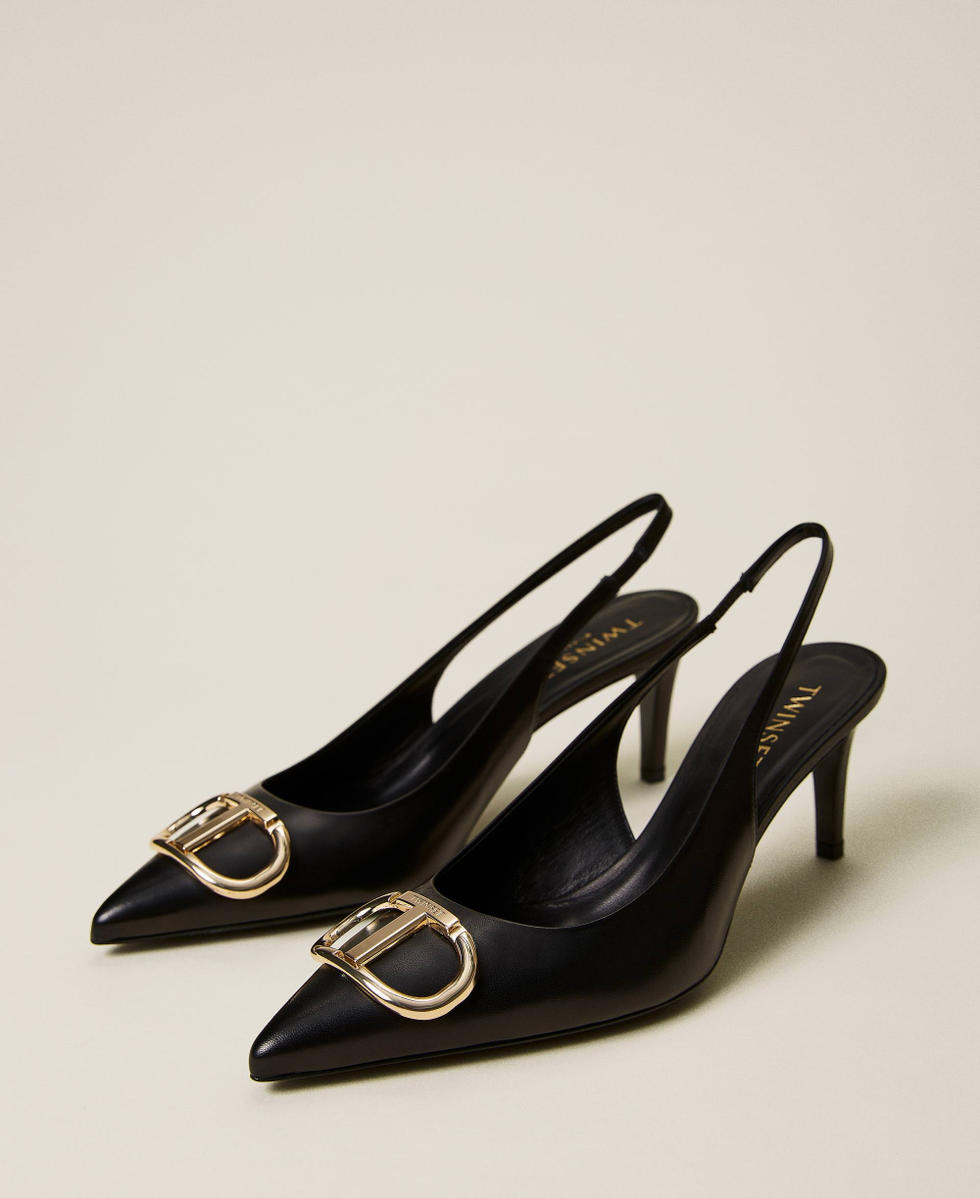 Leather slingback court shoes shop