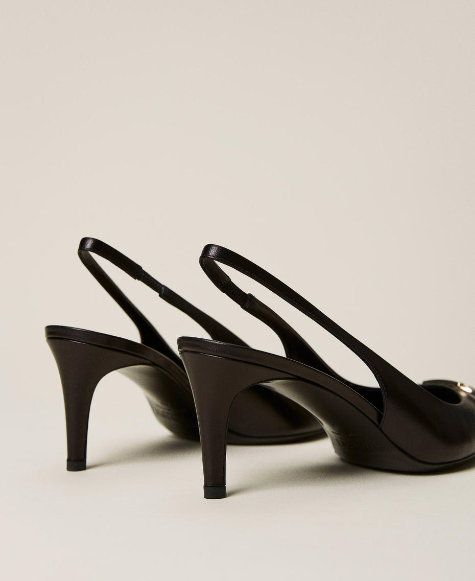 Décolleté sling back in pelle