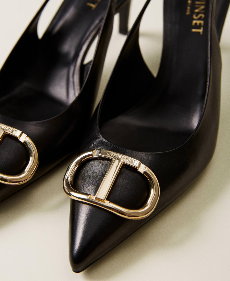 Décolleté sling back in pelle