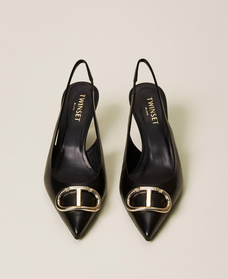 Décolleté sling back in pelle