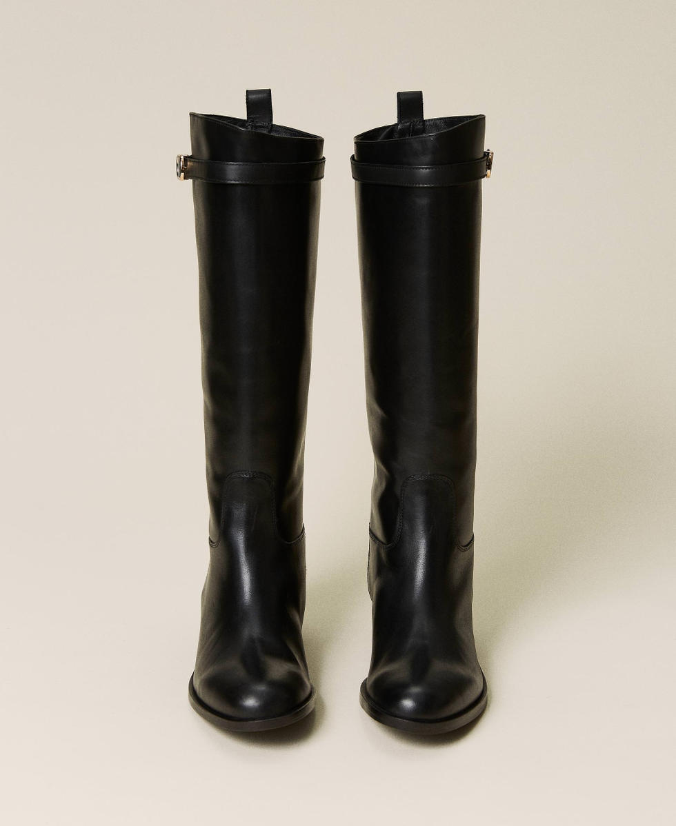 Stivali in pelle con cinturino Donna Nero TWINSET Milano