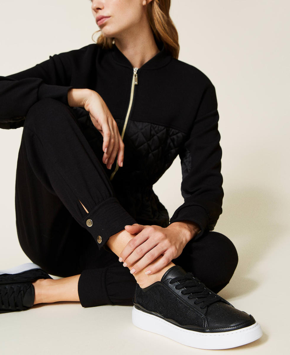 Leather and lace trainers