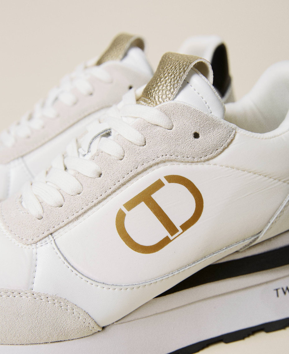 Leather trainers with logo White Woman 222TCP080-04