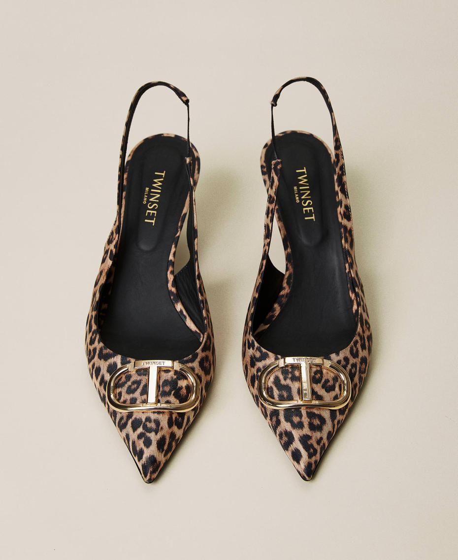 Animal print sling back court shoes