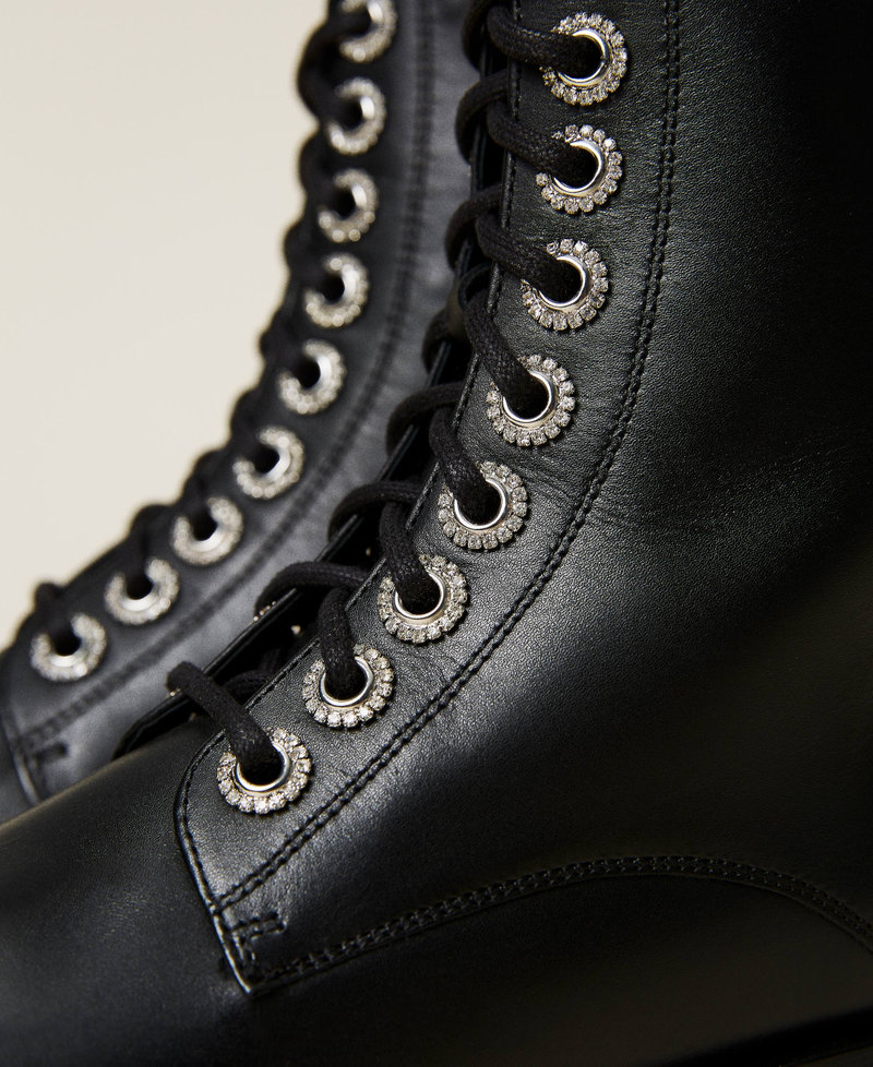 combat boots with rhinestones