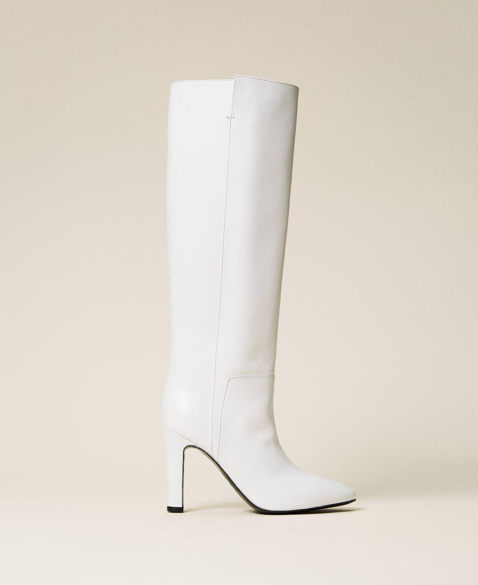 Leather high boots Woman White TWINSET Milano