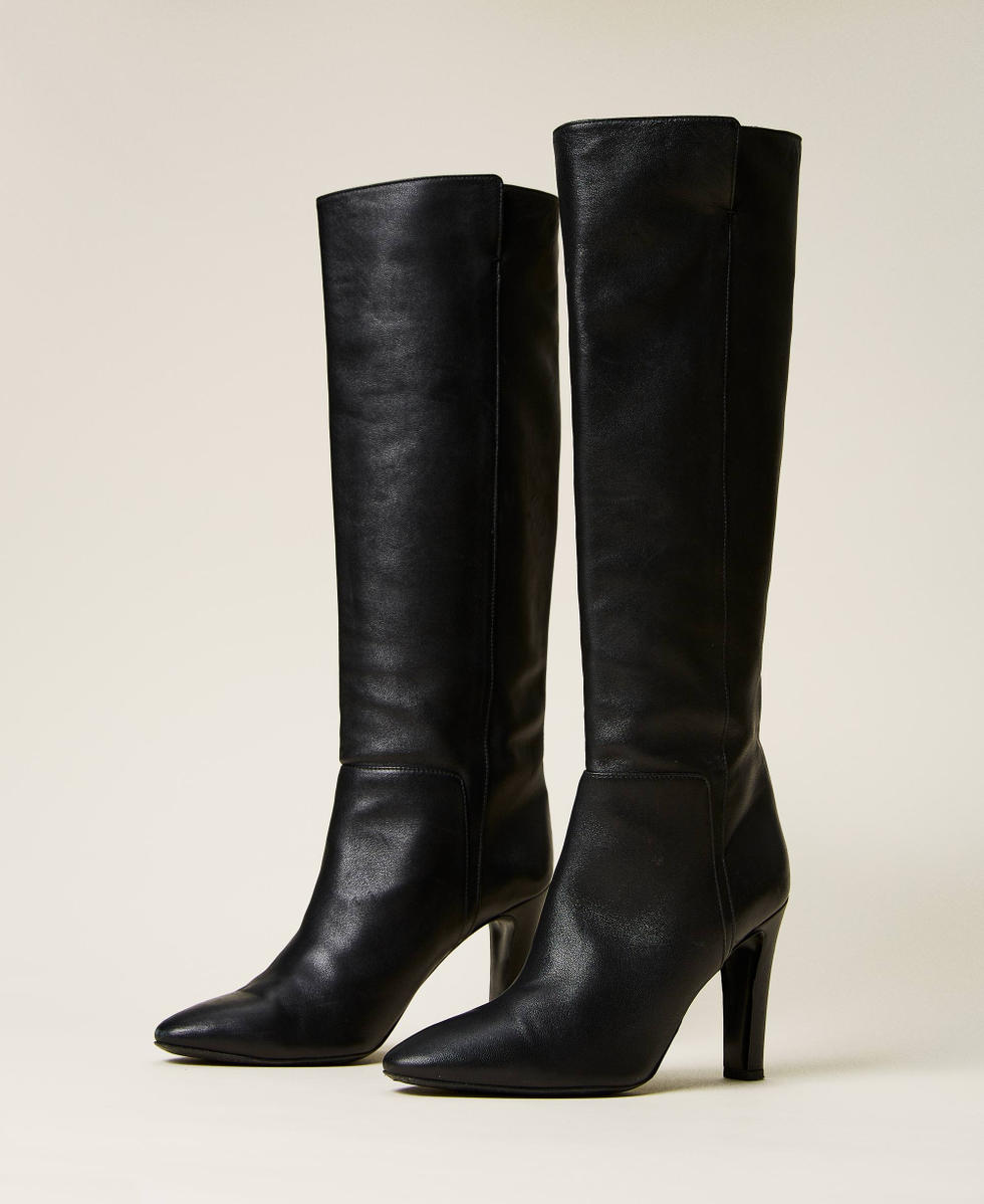 Stivali alti in pelle Donna Nero TWINSET Milano