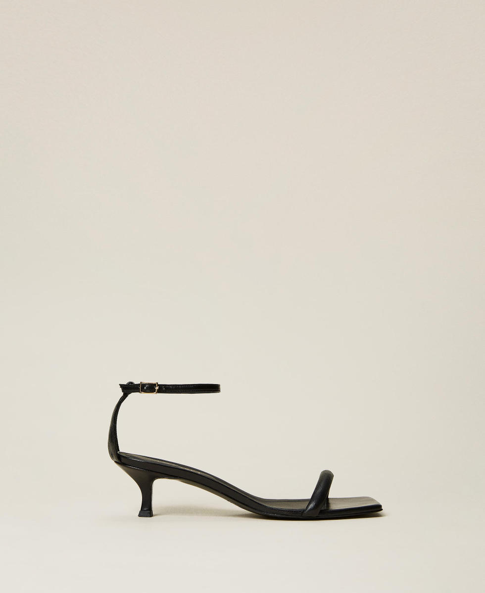Ladies black kitten heel sandals 2025