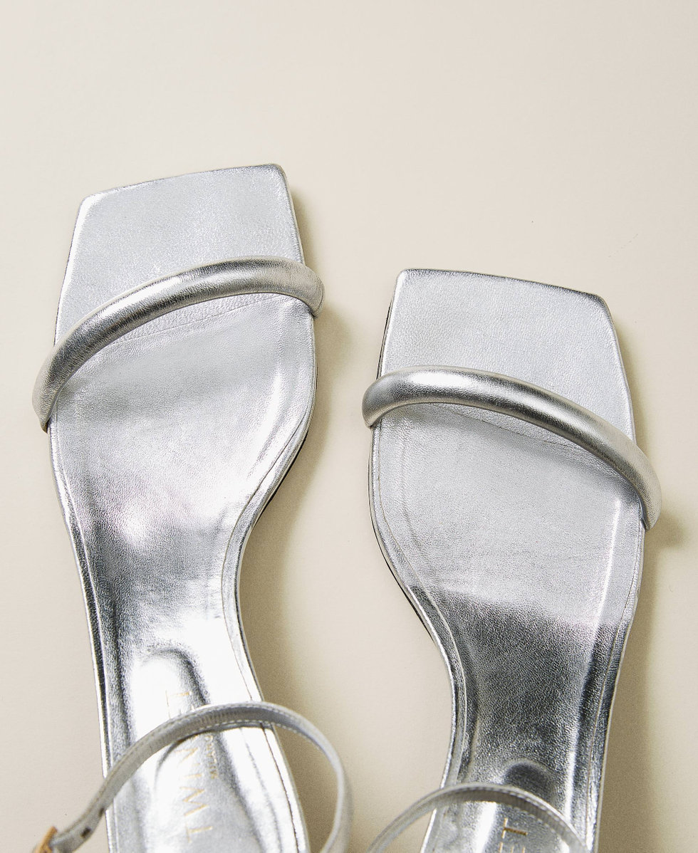 Silver leather sandals deals