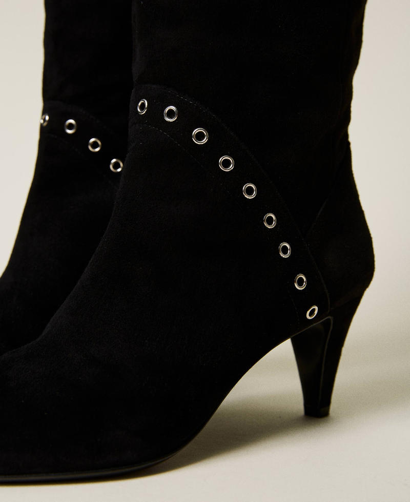 Suede boots with eyelets Black Woman 222TCT052-04