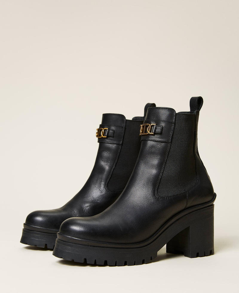 Leather Chelsea boots with Oval T logo