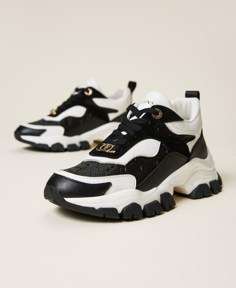 Chaussures de running avec logo Oval T Multicolore Noir/Blanc Optique Femme 222TCT200-02