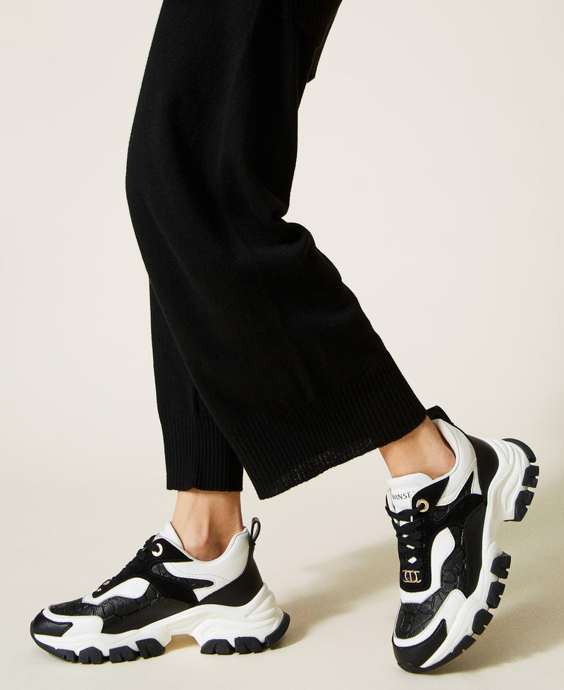 Zapatos de running con logotipo Oval T Multicolor Negro / Blanco Óptico Mujer 222TCT200-0S
