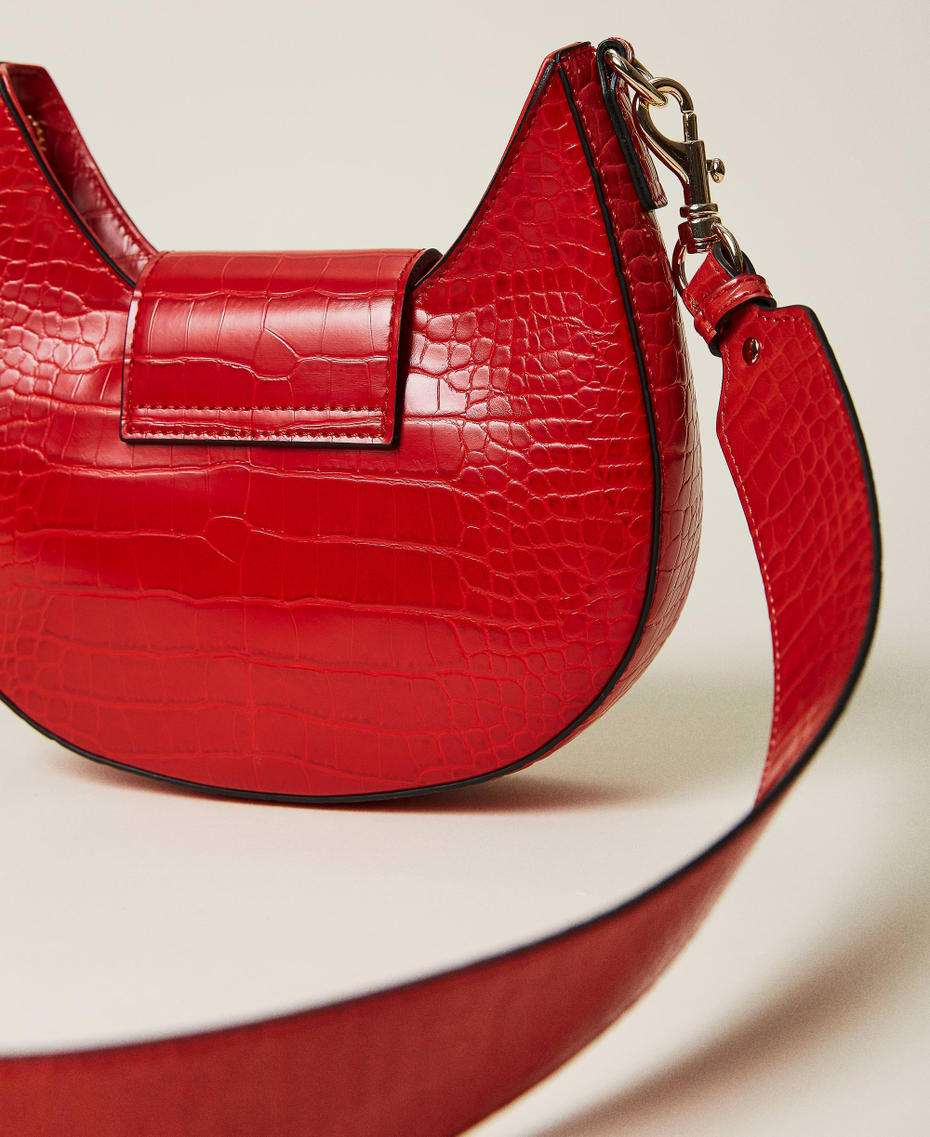 Bolso bandolera con estampado de cocodrilo y logotipo