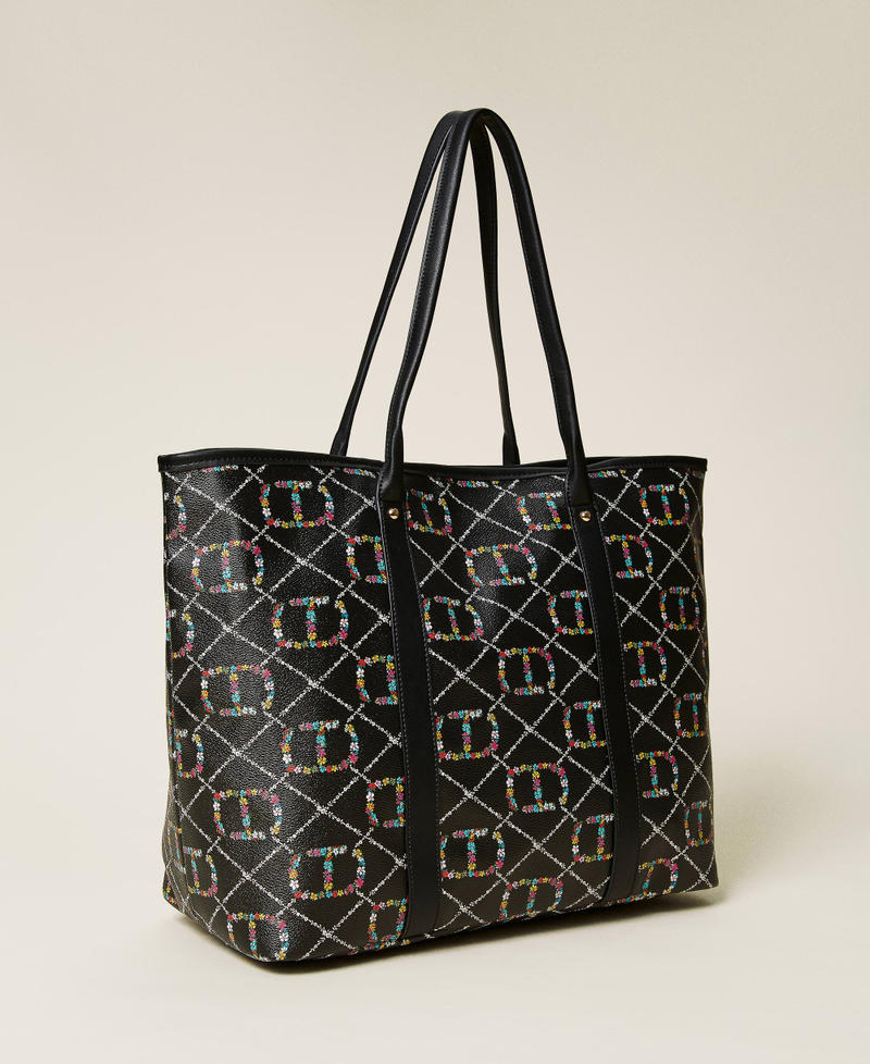 Shopper with floral logo all over