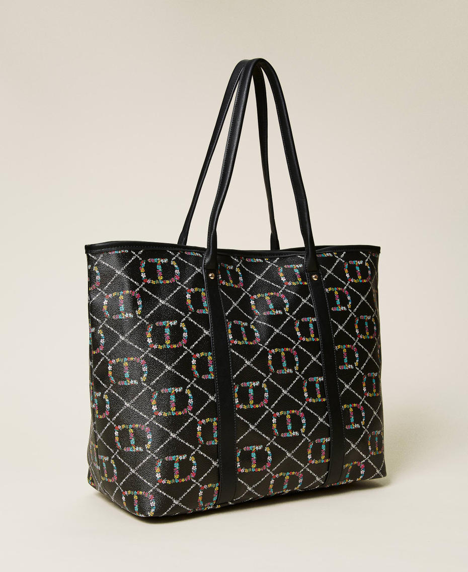 Shopper with floral logo all over
