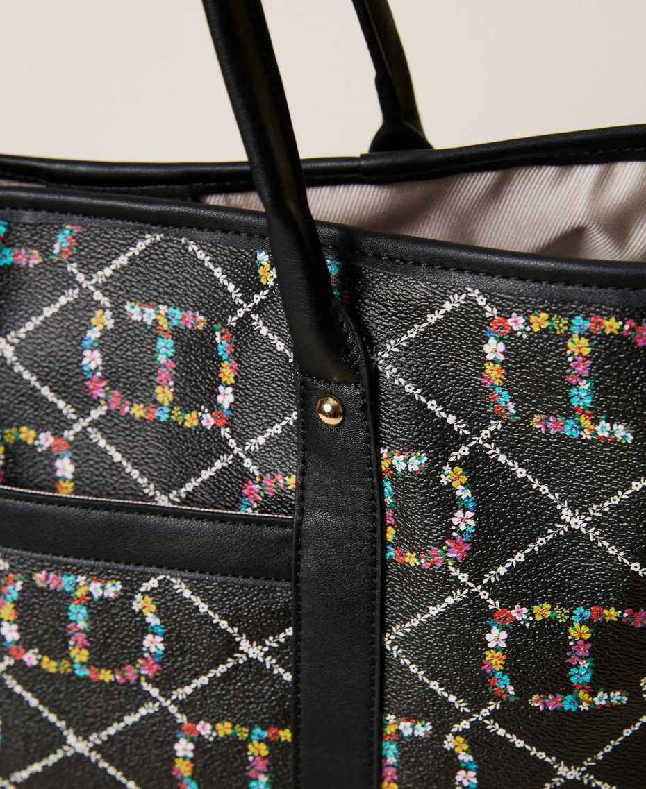 Shopper with floral logo all over