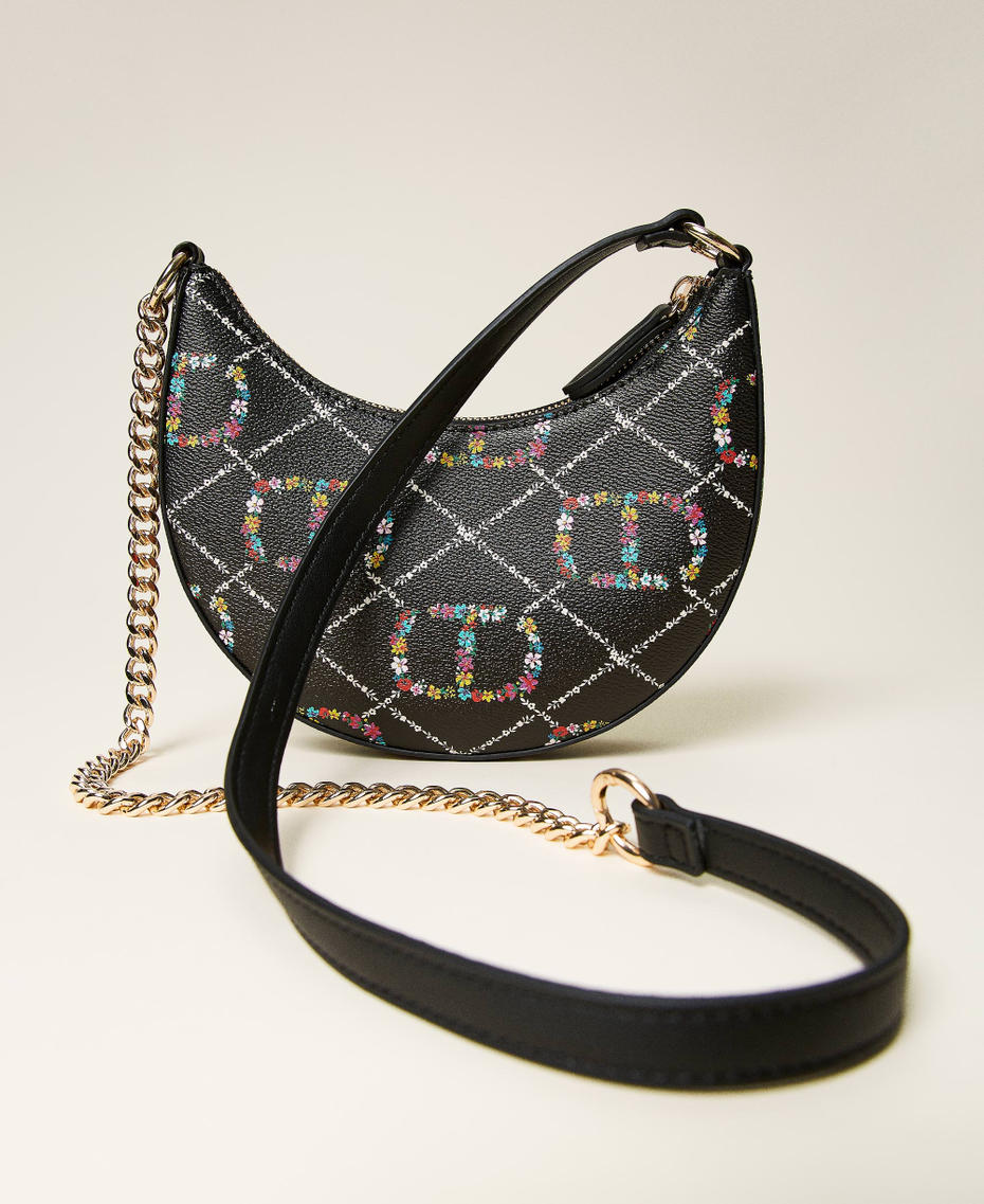 Borsa hobo 'Moon' con tracolla e logo Disegno Oval T Flower / Nero Donna 222TD8112_10158_04