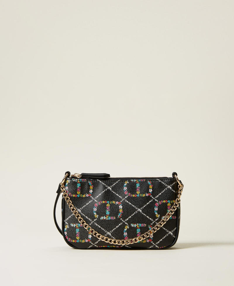 'Petite' shoulder bag with floral logo Flower / Black Oval T Design Woman 222TD8113-01