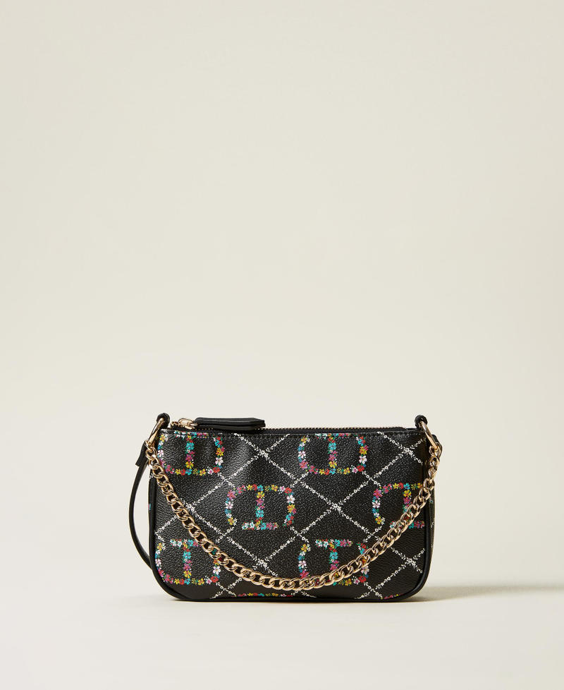 Borsa 'Petite' con tracolla e logo a fiori Disegno Oval T Flower / Nero Donna 222TD8113_10158_01