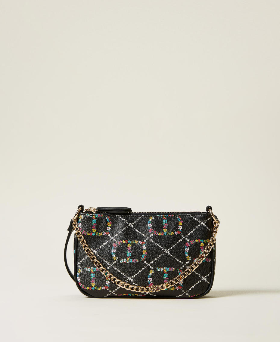 Borsa 'Petite' con tracolla e logo a fiori Disegno Oval T Flower / Nero Donna 222TD8113_10158_01