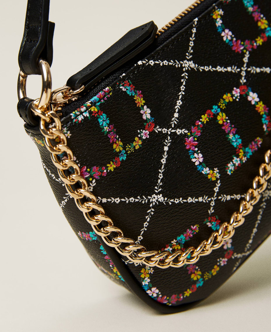 Borsa 'Petite' con tracolla e logo a fiori Disegno Oval T Flower / Nero Donna 222TD8113_10158_03