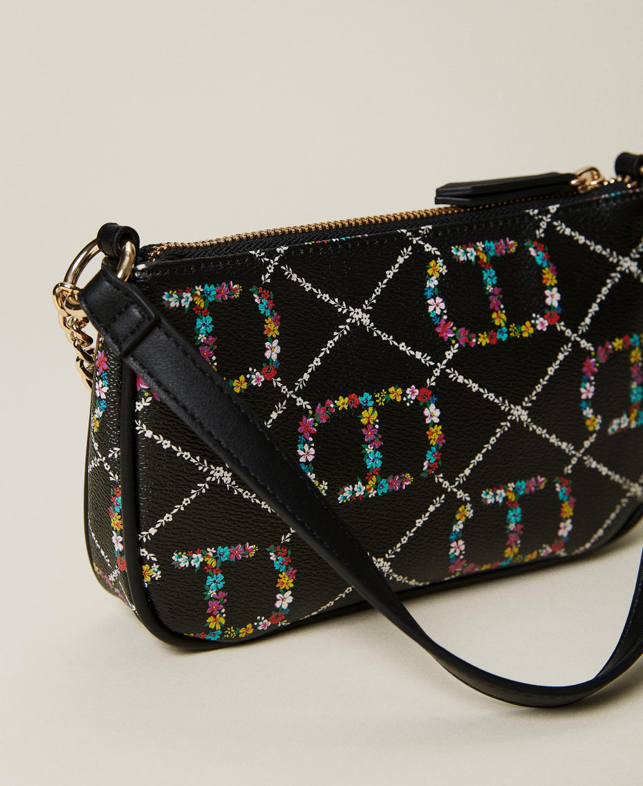 'Petite' shoulder bag with floral logo Flower / Black Oval T Design Woman 222TD8113-04