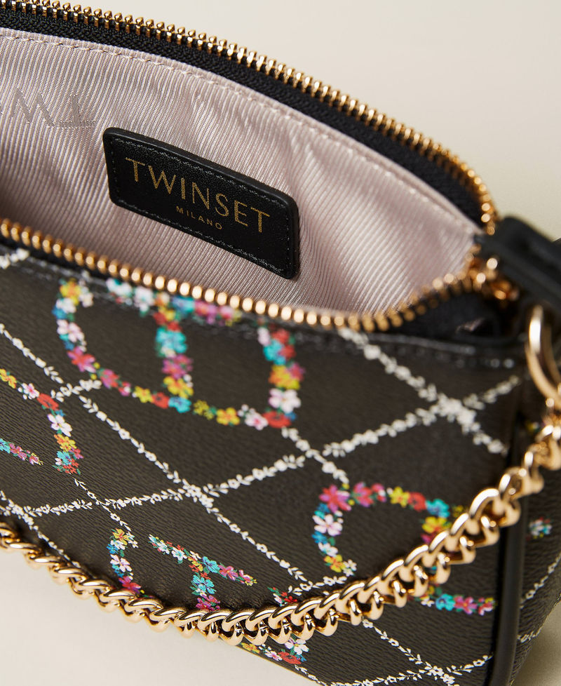 Borsa 'Petite' con tracolla e logo a fiori Disegno Oval T Flower / Nero Donna 222TD8113_10158_05