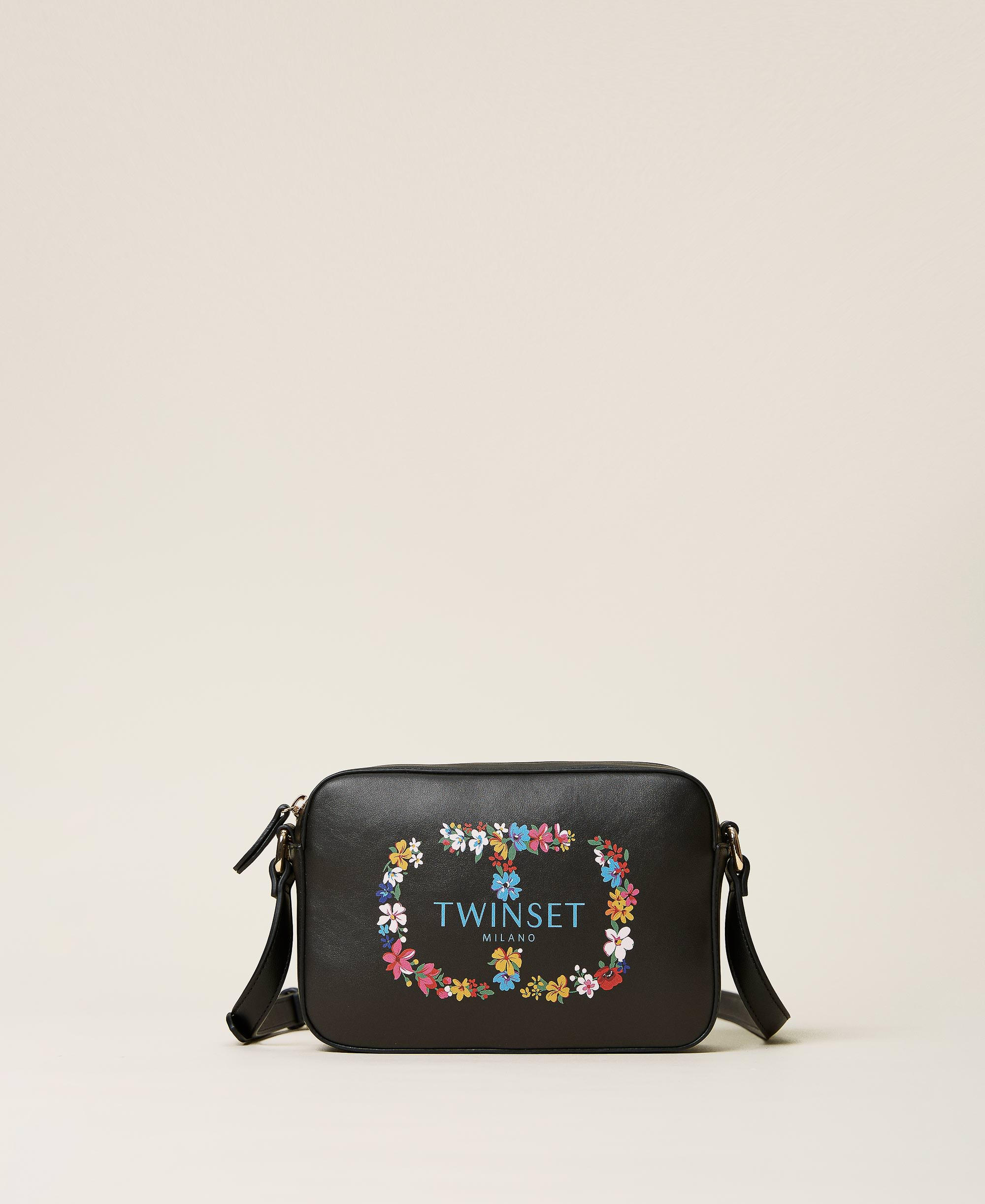 Shoulder bag with floral maxi logo