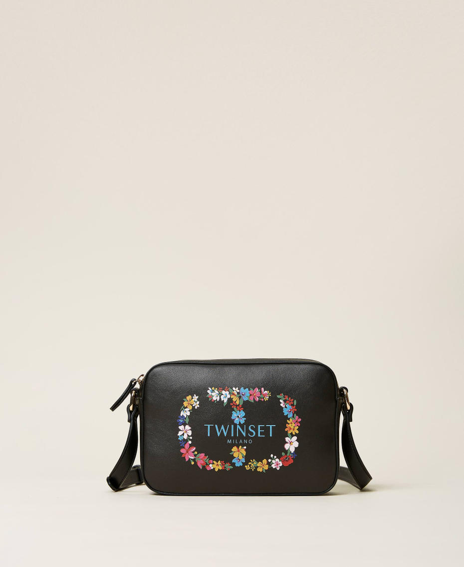 Shoulder bag with floral maxi logo Black / Oval T Flower Woman 222TD8121-01
